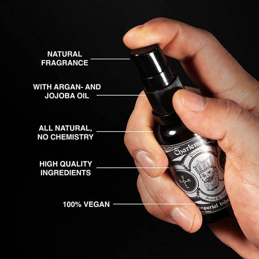 Charlemagne Vegan Beard Oil - 30ml, Lime/Mint Scent - Hydrating Conditioner - Alternative to Heavy Beard Balm - Promotes Growth - Made in Germany
