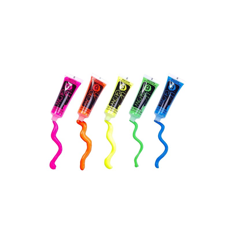 UV Glow Blacklight Face and Body Paint 0.34oz - Neon Fluorescent (0.34 Fl Oz (Pack of 5))
