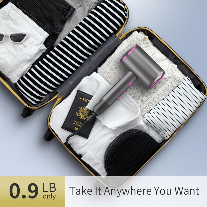 Fast-Drying Ionic Hair Dryer,1875 Watt High-Speed Ionic Blow Dryer with Diffuser/Concentrator/Comb Nozzle,LED Temp Display,Intelligent Temp Control,Low Noise for Home Salon Travel (Silvery)