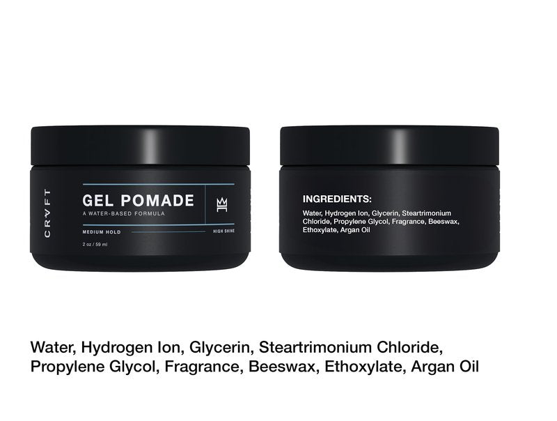 CRVFT Pomade 2oz - Semi-Matte Finish Shine - Original Hold Medium Strength (Gel) – Men’s Styling Product, Barber Approved - Water Based/Soluble - Boss Scented - Straight/Thick/Wavy Hair