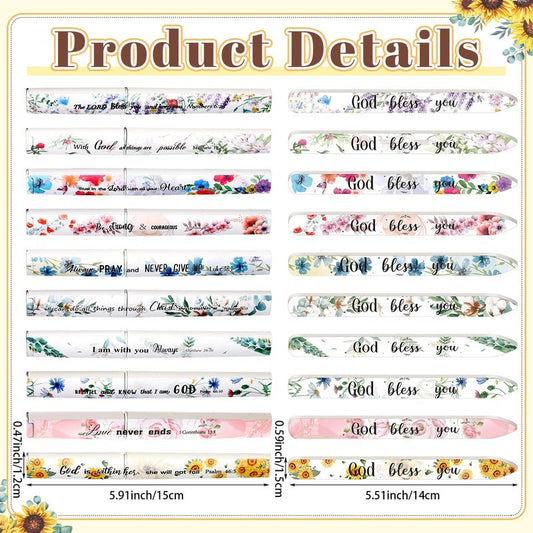 10 Pack Floral Christian Glass Nail File with Scripture for Natural Nails Christian Gifts for Women Bulk Double Sided Bible Verse Glass File Emery Board with Case Religious Church Gift for Women Mom