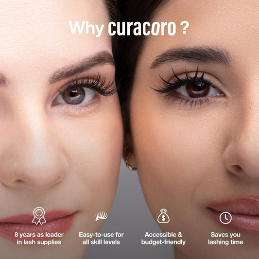 Curacoro Promade 500 Fans 18D-0.03 D Curl 13mm Length Handmade Volume Lash Fans for Long-Lasting Eyelash Extension