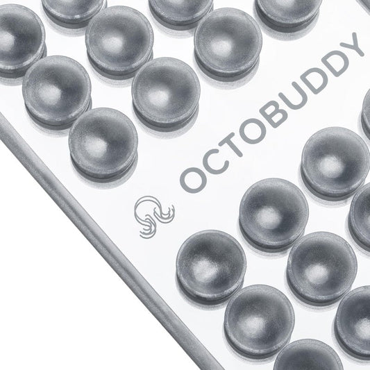 OCTOBUDDY Mirror – Amazon-Exclusive Suction Cup Phone Mount with Built-in Mirror – Silver Swirl Hands-Free Grip for Videos & Selfies (2.6″ x 3.9″)