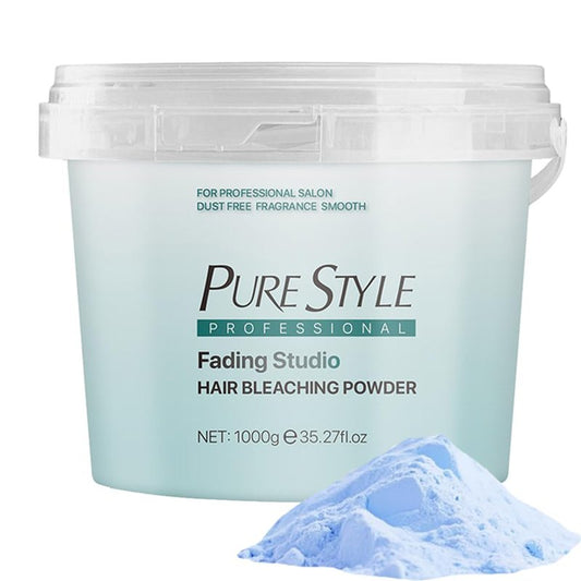 PURESTYLE 1000g Professional Ammonia-Free Hair Bleach Powder, Over 9 Levels Blue Fade Technology, Dust-Free & Fragrance Formula Fading Powder, Gentle Quick Bleach Lightener (1Bucket(1000g))