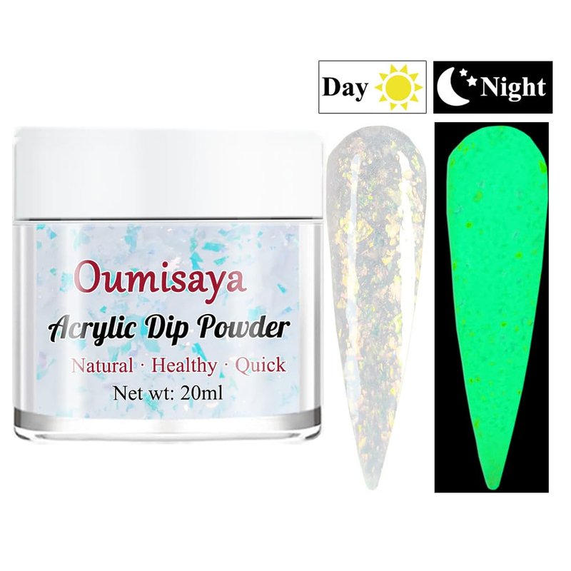 Glow in the dark Acrylic Nail Powder Clear Pink White Colors Set for French Nail Art Design 20ML/PCS (AP080)