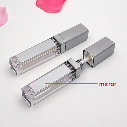 Healthcom 10 Pcs 7.5ml Plastic Square Clear Lip Gloss Tubes Vials with Mirror LED Light Lip Glaze Tube Bottles Refillable Makeup Lipstick Tube DIY Cosmetic Container Travel for Woman Girl(Silver)