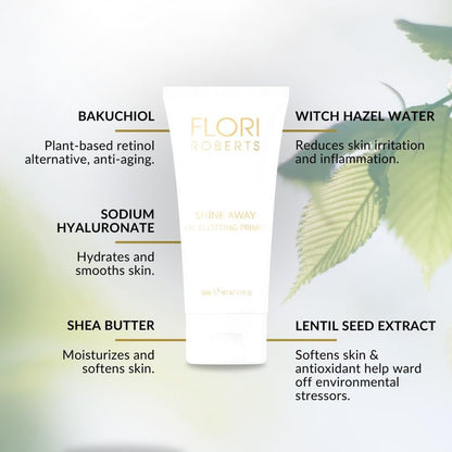 Shine Away Oil Blotting Primer by Flori Roberts, Long Lasting Oil and Shine Control, Flawless Complexion for Women of Color or Darker Skin Tones