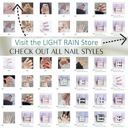 LIGHT RAIN Press on Nail Tips - Milky Way, Luxury Reusable Seven Layers Gel UV Finish False Nails, Handmade Nail Art with Design by Licensed Professional Manicurist, Long Oval Shape, Medium Size