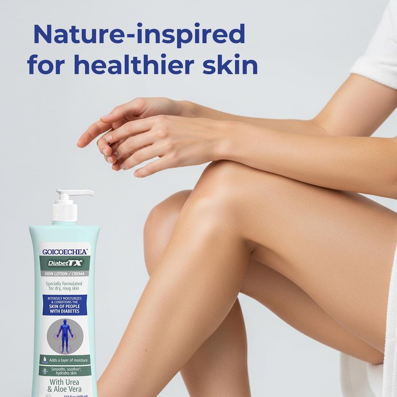 Goicoechea Diabet TX Diabetic Lotion with Urea for Dry Skin | Soothing Hydrating Cream with Aloe, Oatmeal & Vitamin E for Hands, Elbows, Feet & Body | Extra Dry Skin Support, 13.5 Oz | 3-Pack