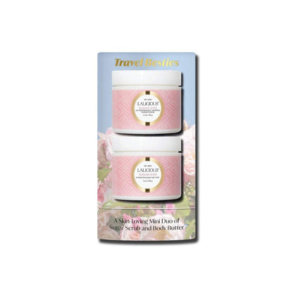 LALICIOUS Sugar Kiss® Travel Besties Set - 2-Piece Gift Set Included Travel Size Whipped Sugar Scrub & Hydrating Body Butter | Moisturize, Hydrat & Nourish Skin