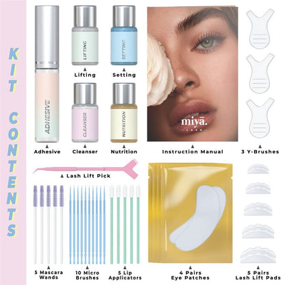Keratin Lash Lift Kit | Eyelash Perm Kit | Semi-Permanent LVL Curling & Lifting Eyelashes | Lasts Up to 6 Weeks | Includes All Tools | Home & Salon Use | Vegan Eyelash Lift Kit | Miya Lash
