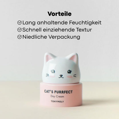 TONYMOLY Cat's Purrfect Face Day Cream, Lightweight, Moisturizing, Hydrating, Soothing Facial Cream, Softens and Hydrates with Milk Protein, 50 g