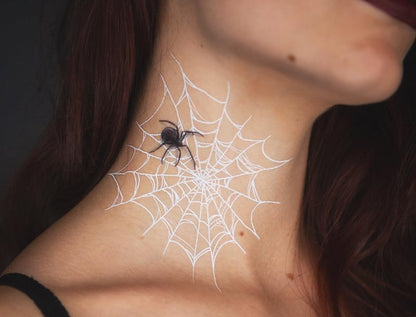 Tattoocrew 2 x Pretty Little Killers Face Halloween Temporary Tattoo, Spider Costume, Witch, Web, Horror