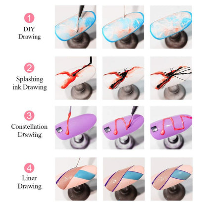 SAVILAND 6 Colors Spider Gel, New Upgraded Matrices Spider Gel with Nail Art Brushes, Nail Designs Paint Wire Drawing Gels Polish for Line (White Black Red Blue Gold Silver)