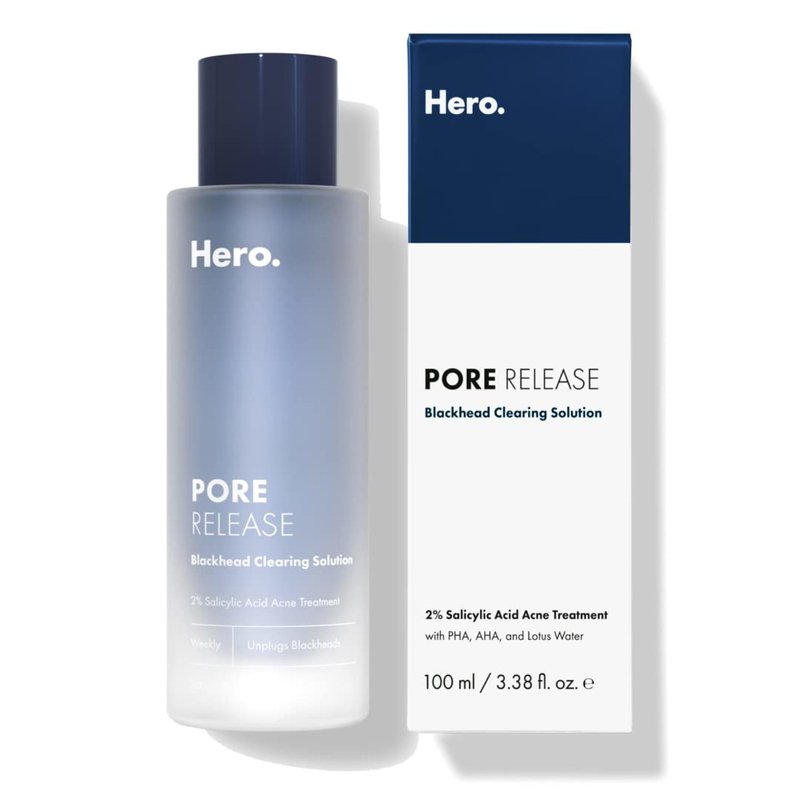 Hero Cosmetics Pore Release Blackhead Clearing Solution, Exfoliating 2% Salicylic Acid Toner Featuring AHA, BHA, and PHA, Blackhead Remover Toner, 100 ml