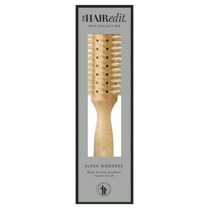 The Hair Edit Sleek Goddess Boar Bristle Bamboo Round Brush,Vented Blowdry Hair Brush for Smooth Shine & Flyaway Control, Distributes Natural Oils, Lightweight Eco-Friendly, Hairbrush for Women
