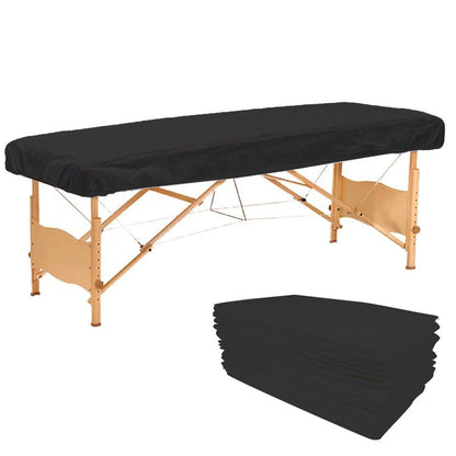 40PCS Disposable Fitted Massage Table Sheets, Heavy Duty Elastic Disposable Bed Cover, Breathable Disposable Fitted Sheets for Spa Black Non Woven Fabric 36 x 85 Inch