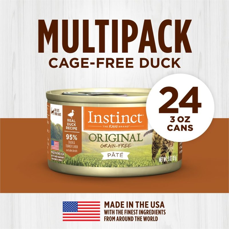 Instinct Original Pate Wet Cat Food, Grain Free Recipe - Real Duck, 3 Ounce (Pack of 24)