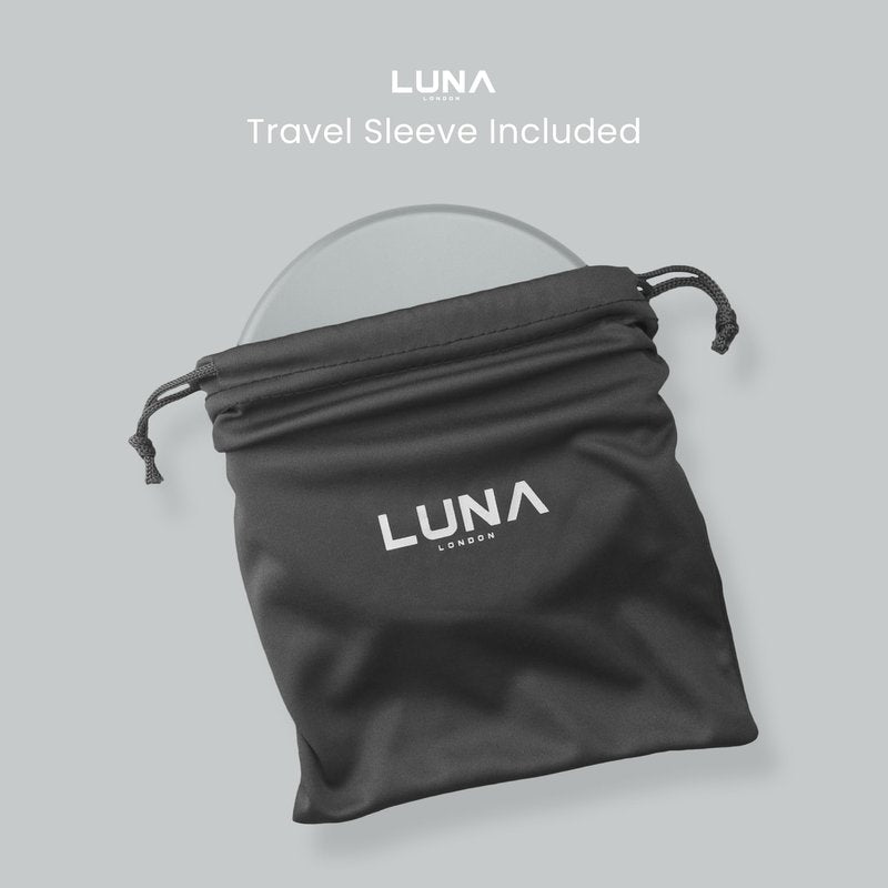 LUNA London Compact Travel Mirror | Travel Makeup Mirror with Light | LED Lighted Vanity Mirror with 3 Light Modes | 7X Magnification Folding Portable & Rechargeable (Chalk Grey)