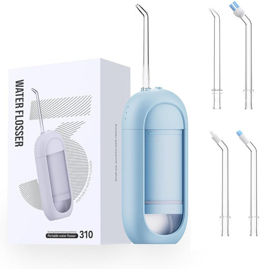Water Flosser - Waterproof Portable for Teeth ，Water Dental Flosser Portable Cordless Oral Irrigator 3 Modes 6 Flossing Nozzles, Compact & Light for Travel (Blue)