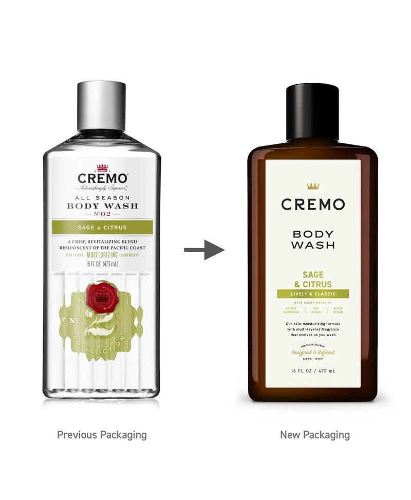Cremo All Season Body Wash, Sage & Citrus, 16 fl oz (Pack of 2)