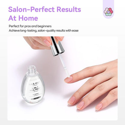 SAVILAND Essentials Tri-Action Nail Dehydrator and Primer: 3-in-1 Nail Primer for Better Adhesion & Longer Lasting Manicure Plant-Based Nourishing Dehydrator Nails Prep Supplies for Salon