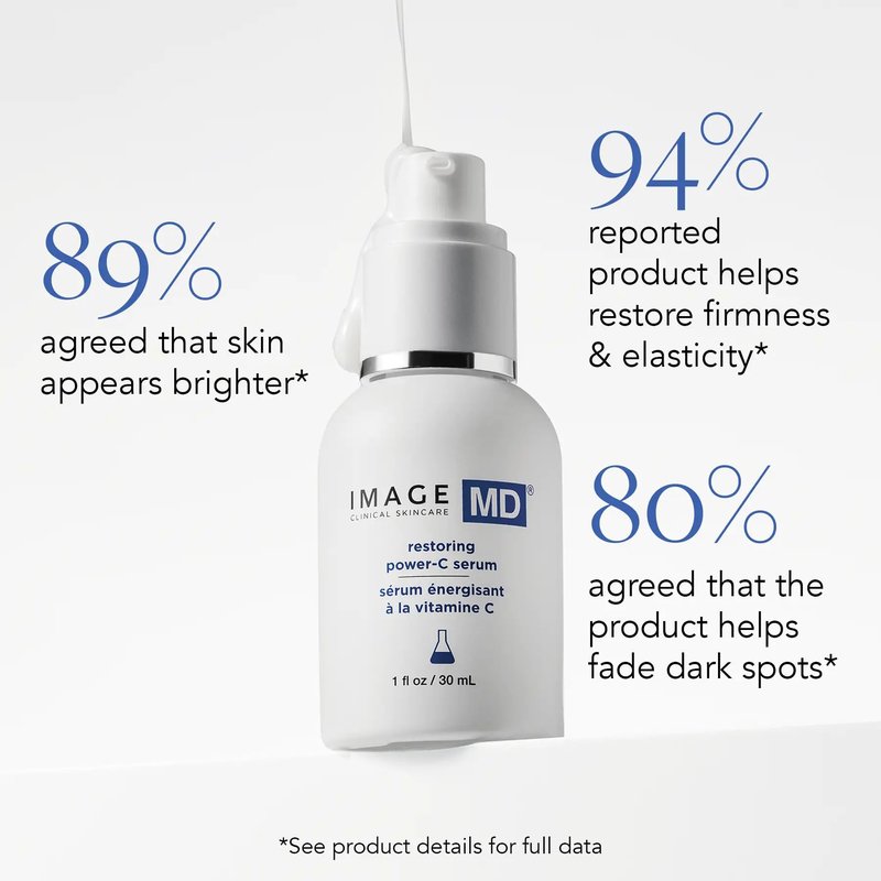 IMAGE Skincare, IMAGE MD Restoring Power-C Serum, 20% Vitamin C, Ferulic Acid Facial Serum to Reduce Pigmentation, Firm, Brighten Skin, 1 fl oz