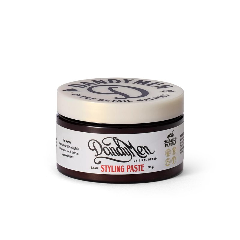 DandyMen Hair Styling Paste for Men | Medium Hold | Flexible Control & Natural Shine | Beeswax with Pro-Vitamin B5 | Tobacco Vanilla Scent | 3.4 oz, 1-Pack