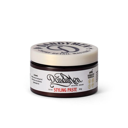 DandyMen Hair Styling Paste for Men | Medium Hold | Flexible Control & Natural Shine | Beeswax with Pro-Vitamin B5 | Tobacco Vanilla Scent | 3.4 oz, 1-Pack