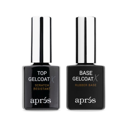 APRÉS Base Coat X & Top Gelcoat X Set 15ml | HEMA & TPO-Free Rubber Base and High-Gloss Top Coat Scratch Resistant Soak-Off Gel Nail Polish