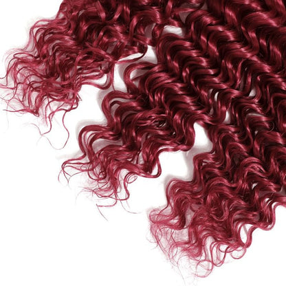 8 10 12 Inch 99J Bundle Burgundy Deep Wave Human Hair Bundles 8A Grade Wine Red Hair Extensions 99J Deep Wave Bundle Burgundy Bundles For Black Women