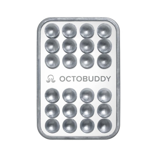 OCTOBUDDY Mirror – Amazon-Exclusive Suction Cup Phone Mount with Built-in Mirror – Silver Swirl Hands-Free Grip for Videos & Selfies (2.6″ x 3.9″)