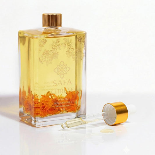 SAFA Citruse Oil for Face, Hair, Nail with Vitamin C, E & A for Scars, Stretch Marks - Orange Body Oil Fragrance - After Shower Body Oil - All Skin Types Non Comedogenic - 4 Fl Oz