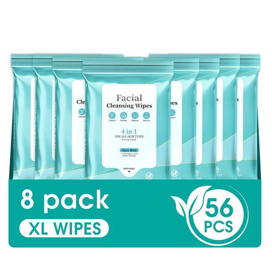 Facial Cleansing Wipes, Green Tea Oil Extract for Face Cleansing, Salicylic Acid for Acne Treatment, Hydrating Pore Care for Sensitive Skin, Exfoliating & Soothing Double-Sided Cleansing Wipes