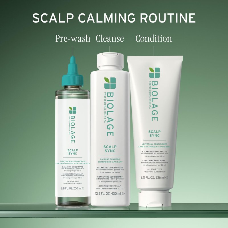 Biolage Scalp Sync Calming Shampoo - Gently Cleanses Dry & Sensitive Scalps, Hydrates & Soothes, Fermented Tea Blend & Glycolic Acid, Vegan & Paraben-Free