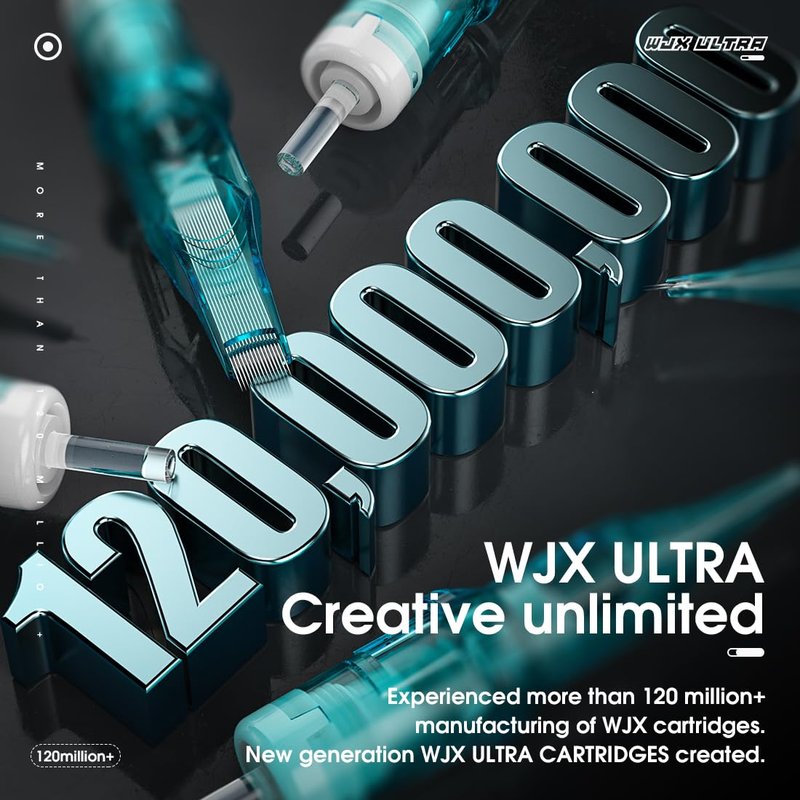 WJX Ultra 1013RM Tattoo Cartridge Needles, #10 Bugpin 13 Round Magnum, 20Pcs Disposable Tattoo Needles for Shading, Blending and Color Packing, Compatible with All Rotary Tattoo Machines and Pen