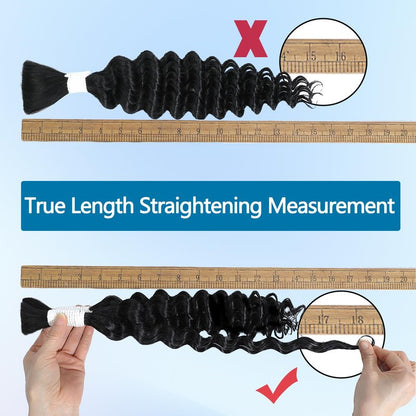 Coolbeeza Human Braiding Hair for Boho Braids 100g 14 Inch Deep Wave Bulk Human Hair 12A Brazilian Virgin Boho Hair for Braiding Wet and Wavy No Weft 2 Bundles/Pack Hair Extensions