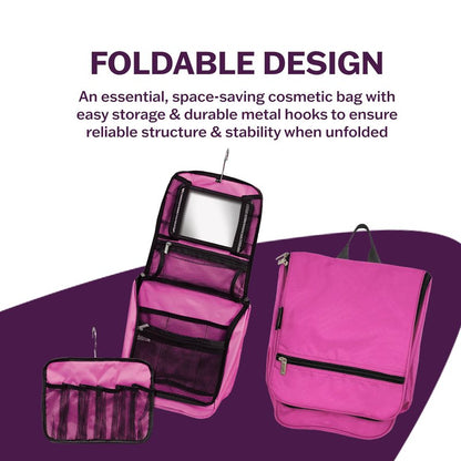 Dream Duffel Hanging Cosmetic Case for Women & Kids, Travel Toiletry Bag with Pockets & Mirror, Holds Dance Competition Essentials, 9”x10”, Black