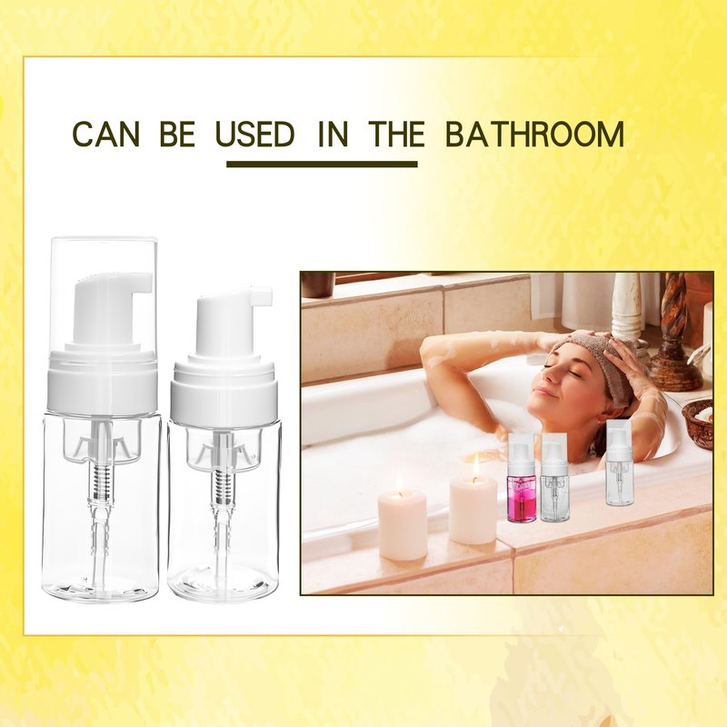60 Pcs Mini Foam Pump Bottle Bulk 1 oz/ 30 ml Empty Travel Size Plastic Soap Foaming Bottles Small Clear Foaming Soap Dispenser Refillable Mousse Bottles for Lash Shampoo Portable Hand Sanitizer