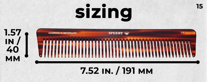 Speert #15 Handmade Wide Tooth Comb Tortoise Havana Acetate Thick Coarse Curly Detangling Parting Grooming Teasing Hair Styling Hairdresser Barber Hairdressing Wet Dry Pocket Travel Women Men Kids