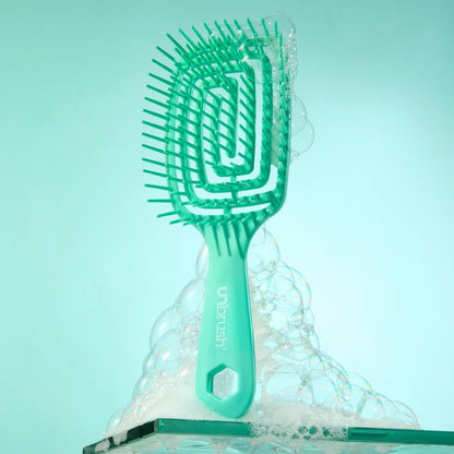 FHI Heat UNbrush Flex Detangling Brush — Ultra-Flexible, Pain-Free Hair Brush Detangler with DuoFlex Anti-Static Bristles for Removing Tangles, Massaging Scalp & Faster Styling - Teal