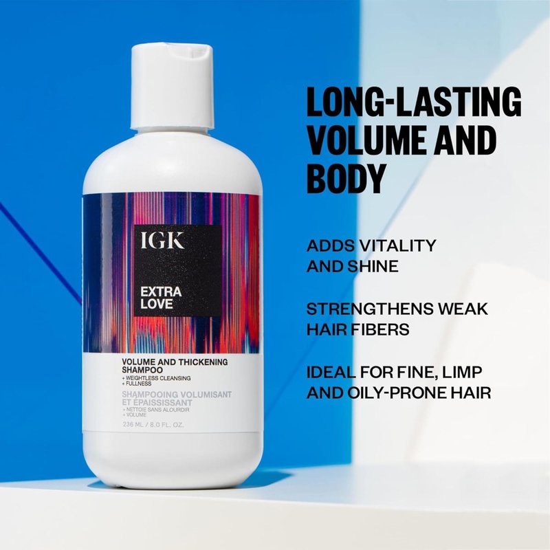 IGK EXTRA LOVE Volume & Thickening Shampoo | Lightweight + Supports Scalp + Balance Oil | Vegan + Cruelty Free | 8 Oz