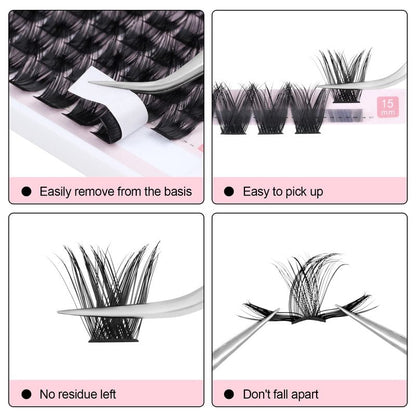 KISSXIAOYA Cluster Lashes Extensions, 120Pcs Individual Cluster Lashes D Curl 9-15mm, Wide Stem Cluster Eyelashes Soft Natural False Eyelashes Cluster DIY Eyelash Extension At Home (120pcs, 9-15mm)