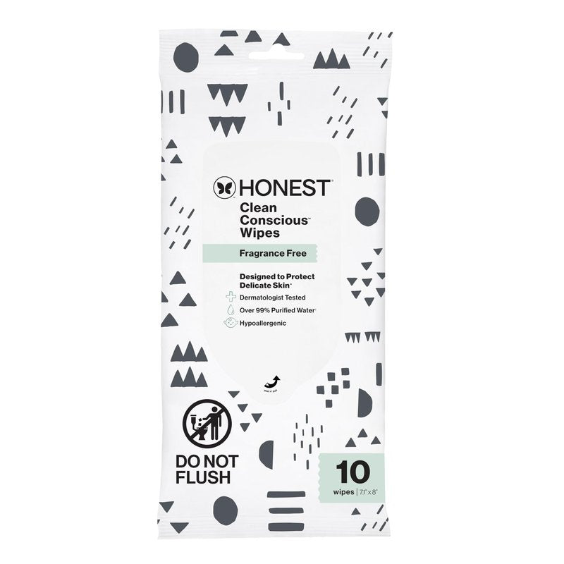 The Honest Company Hypoallergenic Multi-Use Baby Wipes for Sensitive Baby Skin, Pattern Play, 10 Count