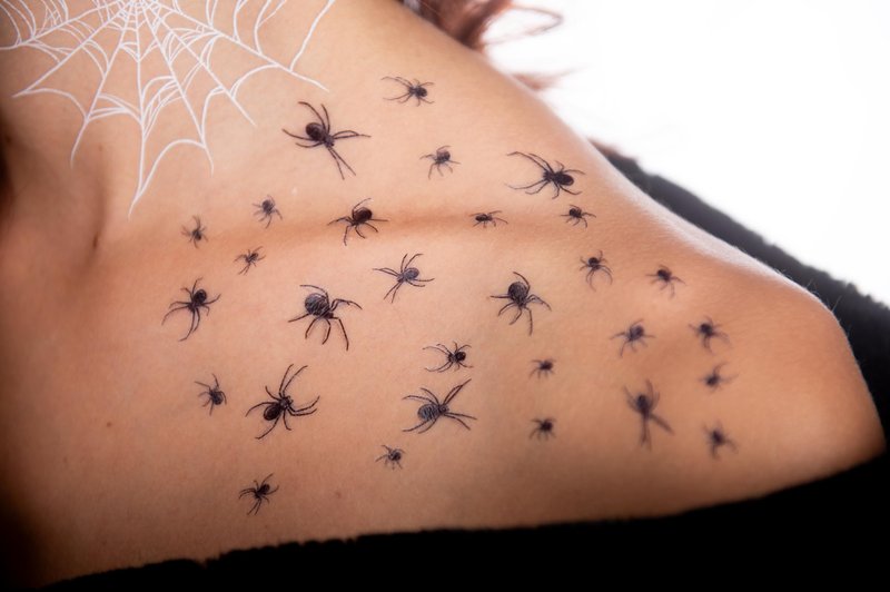 Tattoocrew 2 x Pretty Little Killers Face Halloween Temporary Tattoo, Spider Costume, Witch, Web, Horror