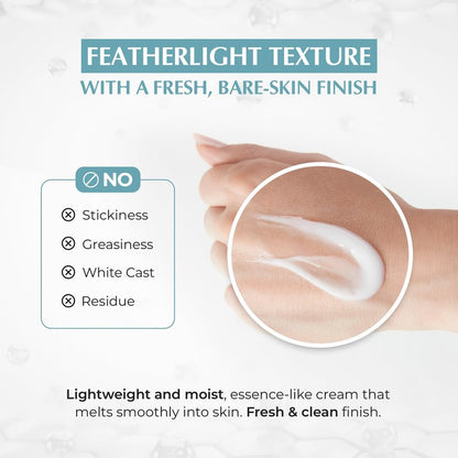 JEU'DEMEURE Anti-Aging SPF 50 Face Moisturizing Sunscreen Lotion with Broad Spectrum, Melatonin, Lightweight, Non-Sticky, Sun Essence for Sensitive Skin, 1.69 fl oz