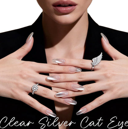 AZUREBEAUTY Translucent Silver Cat Eye Gel Nail Polish 18ML – Magnetic Moonlight Shimmer Soak Off UV/LED Gel Polish, Silver Reflective Color for Nail Art, DIY Manicure & Salon Use