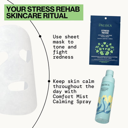 Pacifica Beauty Skin Rehab Coconut and Caffeine Facial Mask, Skincare, Green Tea, Helps with Puffiness and Redness, Face Mask, Sheet Mask, Face Care, All Skin Types, Vegan (6 Sheets)