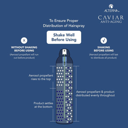 Alterna Haircare CAVIAR Anti-Aging Working Hairspray Travel Size 3 Fl Oz | Buildable, Brushable Hold | Helps Control Frizz and Adds Shine | Sulfate Free