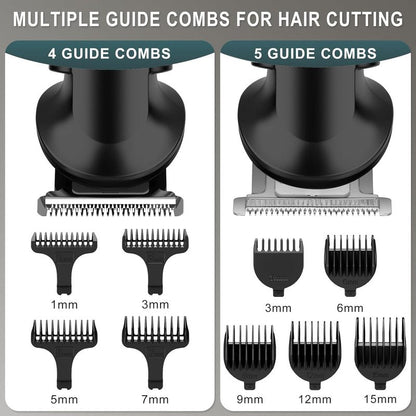 Hatteker 8-in-1 Mens Grooming Kit - Zero-Gap T-Blade Trimmer, IPX7 Waterproof Cordless Set with Hair Clipper/Beard Trimmer/Nose Trimmer, USB Rechargeable (1.5H Charge 180M Use) for Home & Travel